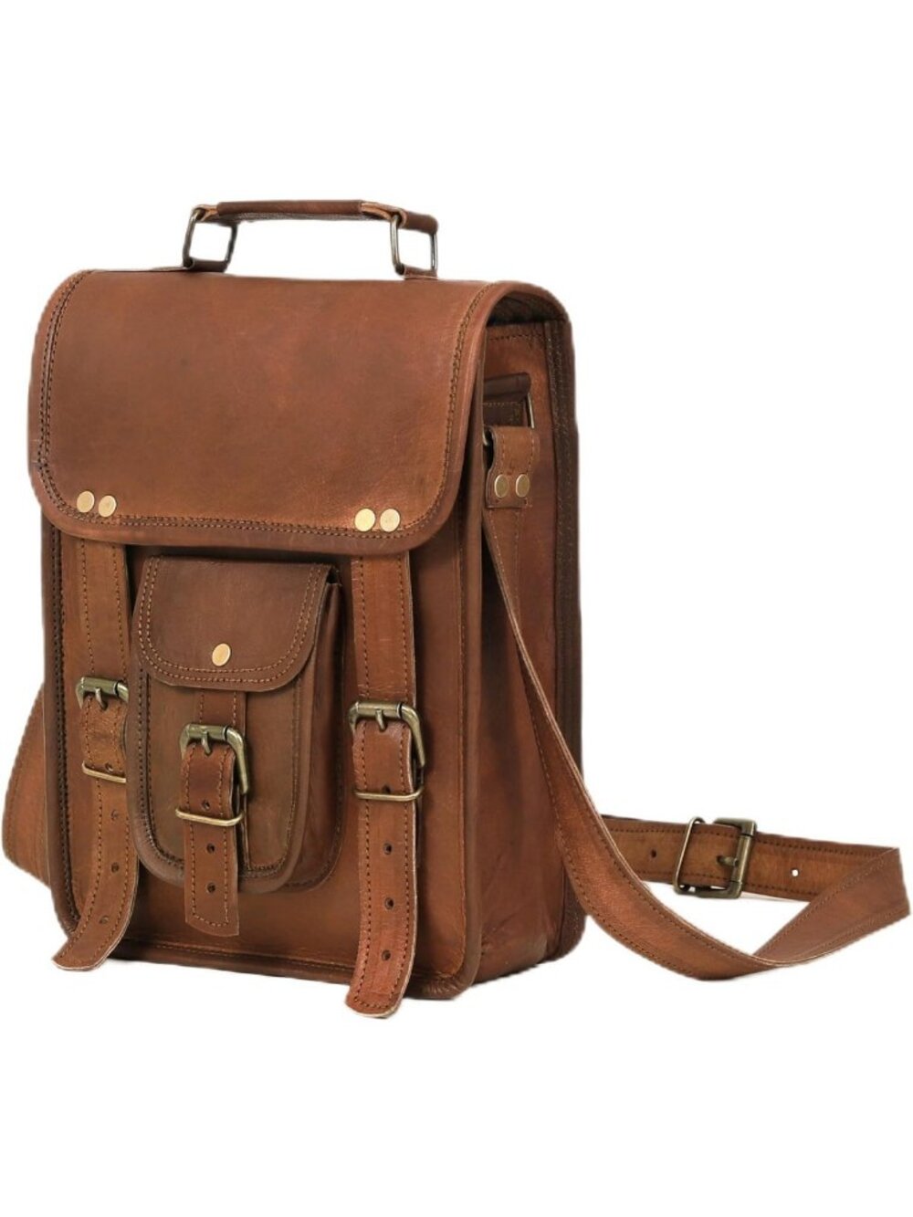 Vintage Genuine Leather Crossbody Messenger Bag for iPad, Tablet & Kindle